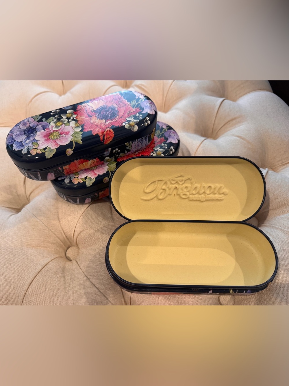 Brighton Floral Printed Eyewear Case - Black with Multicolor Flowers - Picture 2 of 2
